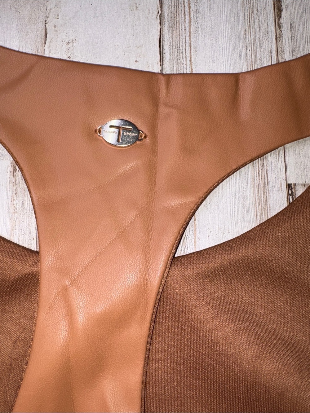 Tarhari Sport Faux Leather Racerback Bralette - Brown Size 3X NWT - Picture 9 of 12